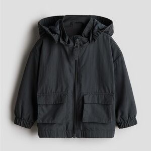 H&M KIDS  HOODED FLEECE NYLON JACKET